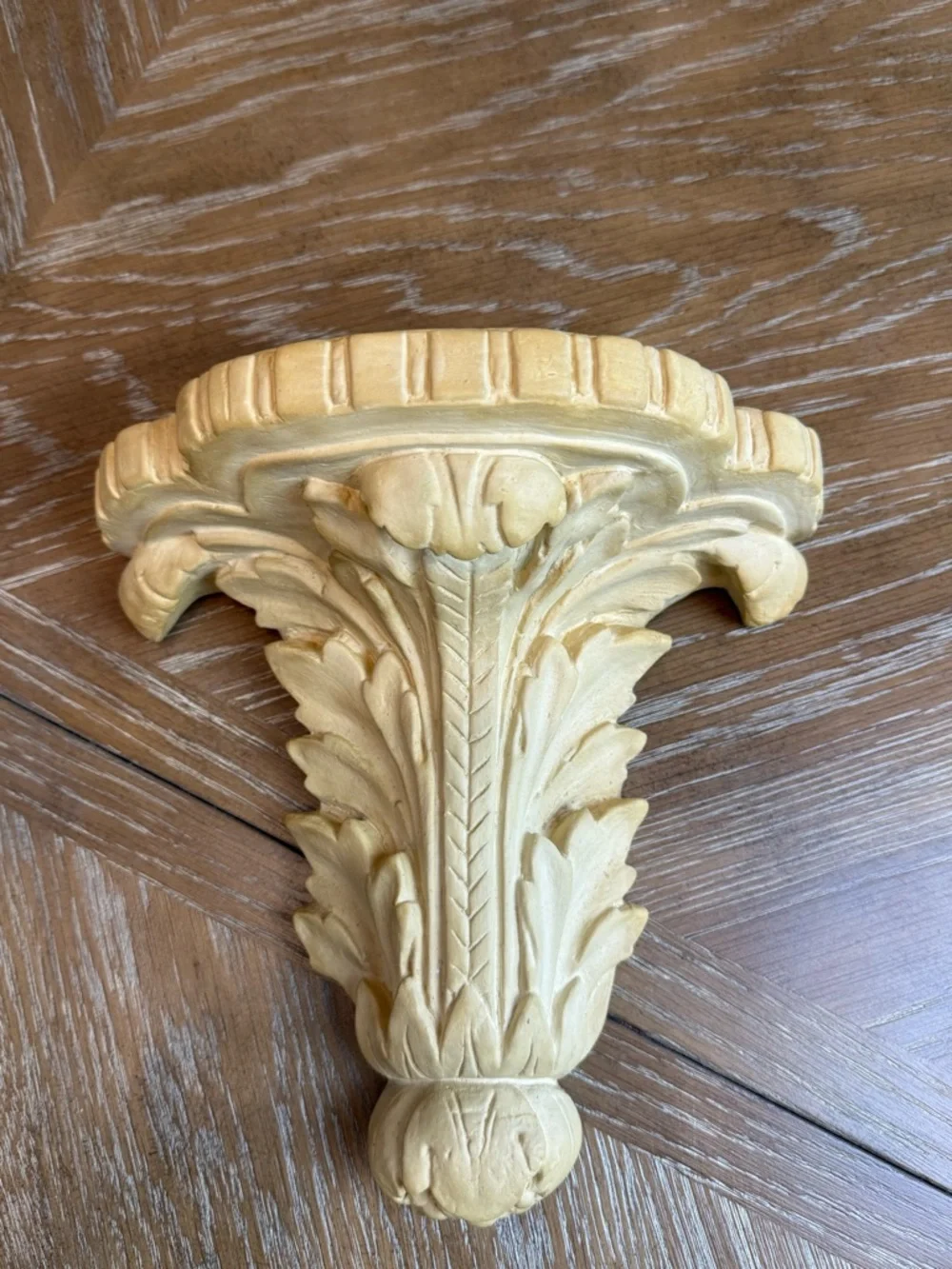 Vintage Wall Shelf Plaque Sconce 9.5” ornate scrolling acanthus leaf